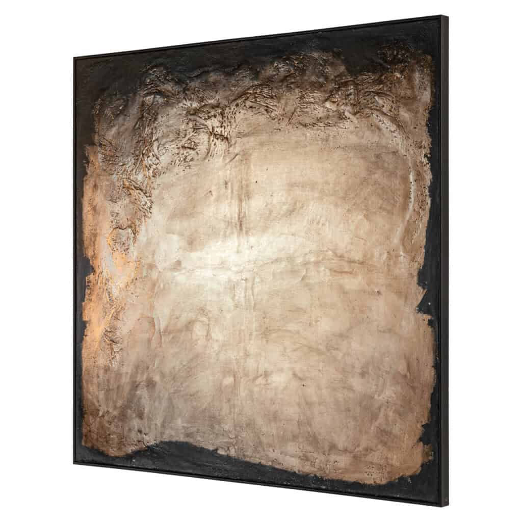 Œuvre d'art abstraite aux tons terreux et à la texture riche, idéale pour une décoration d'intérieur moderne.