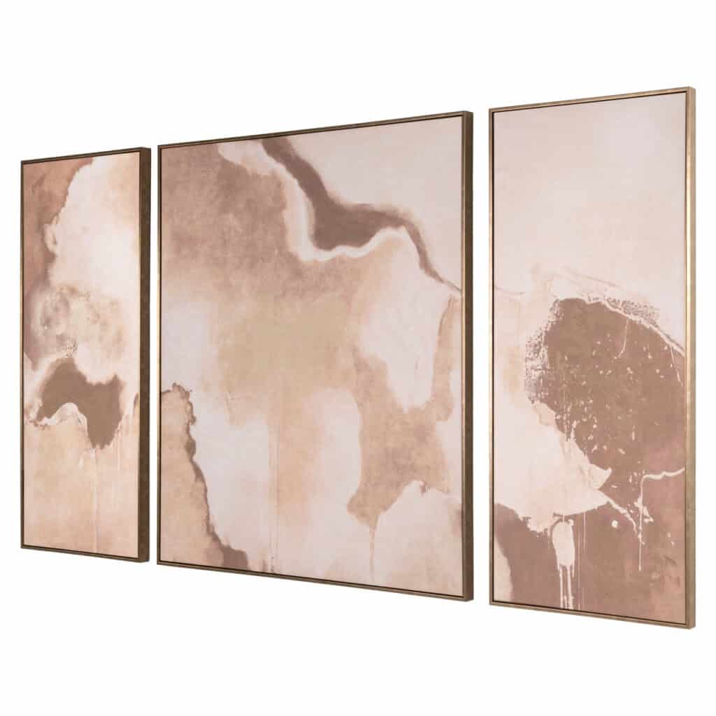 Abstracte wandkunst met beige en bruintinten, modern decor voor interieur.