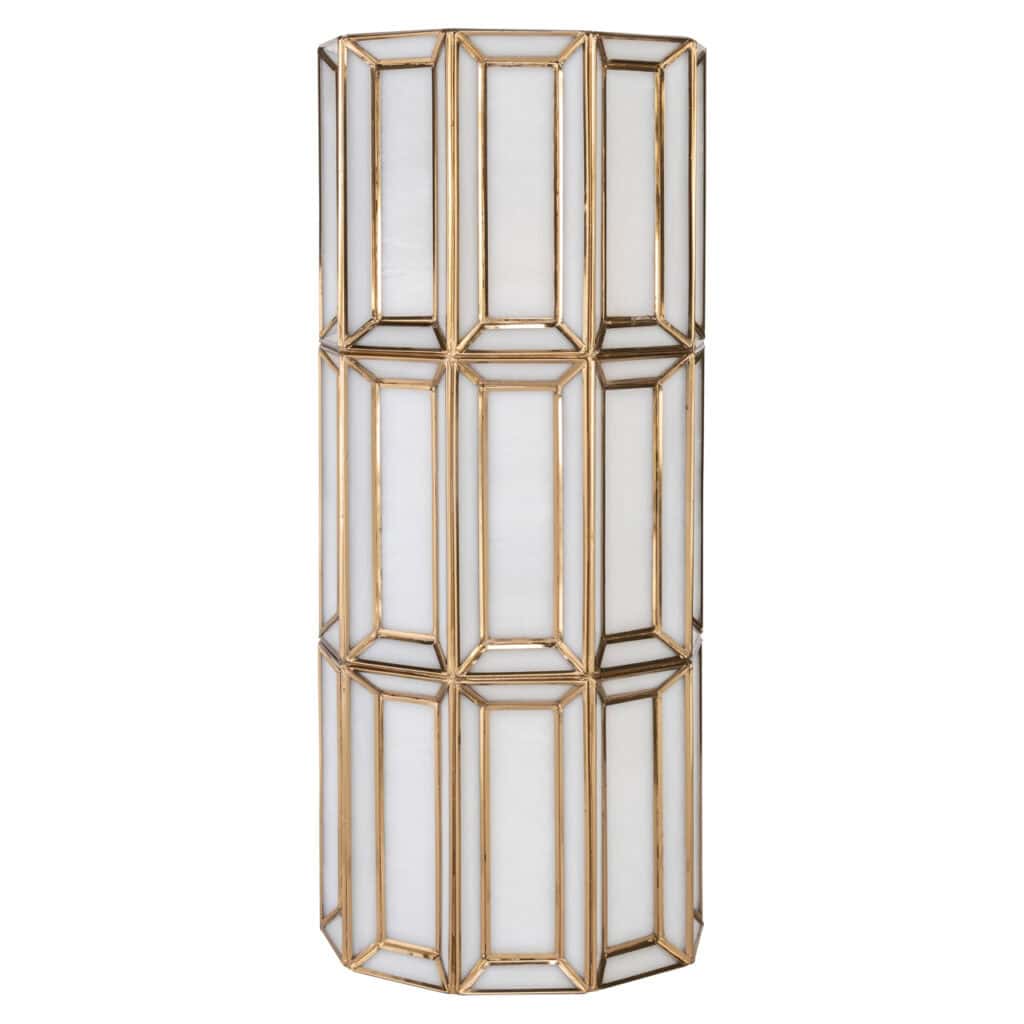 Luxe gouden en witte roomdivider voor stijlvolle interieurafwerking.