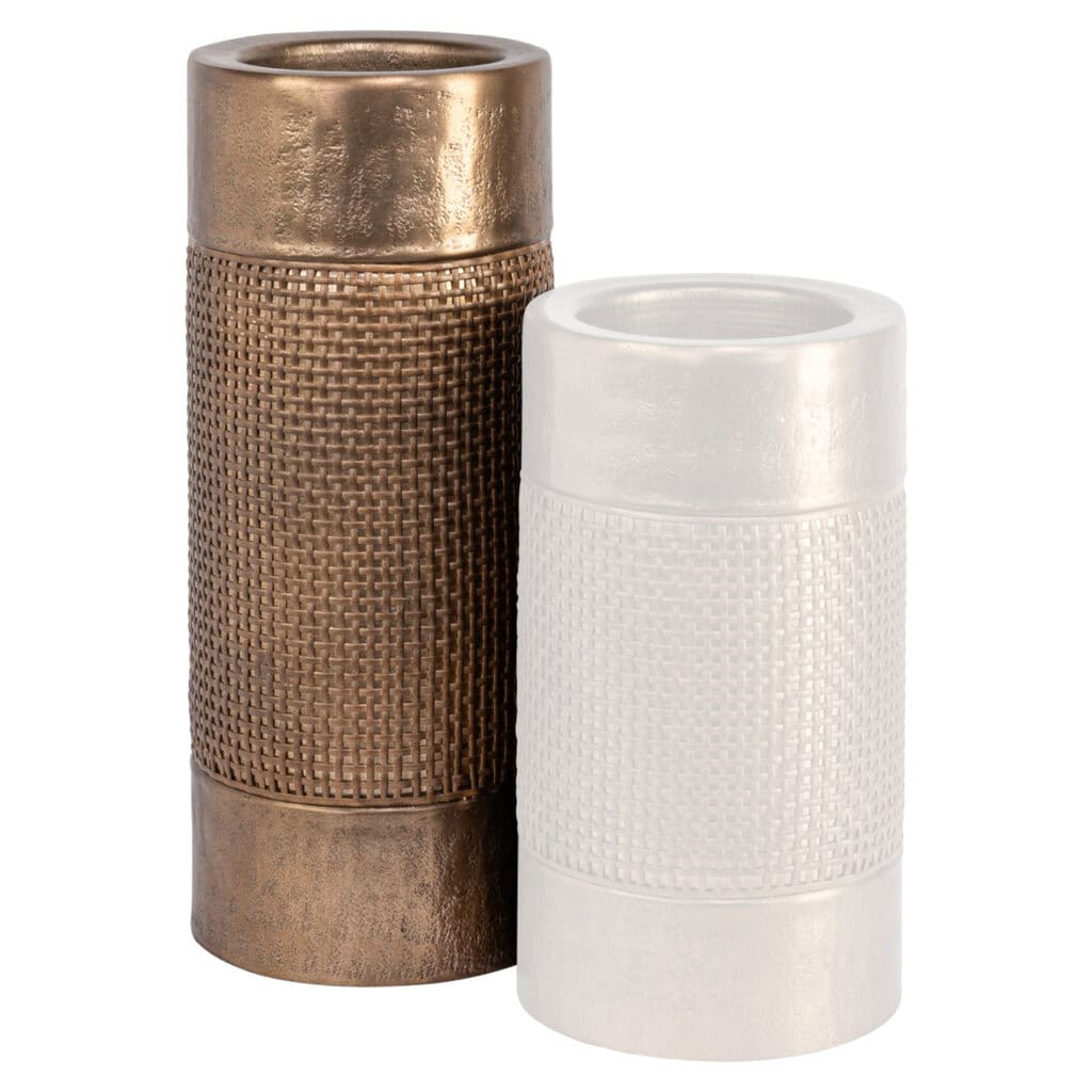 Modern ceramic vases in brown and white—stylish home decor items for the living room and office.