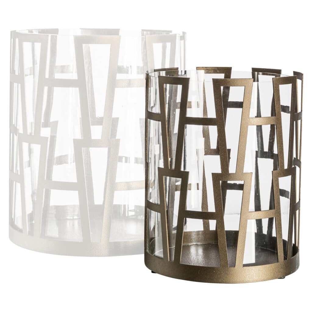 Moderner Beistelltisch aus Metall mit geometrischem, durchbrochenem Design – ein elegantes und stilvolles Einrichtungsaccessoire.