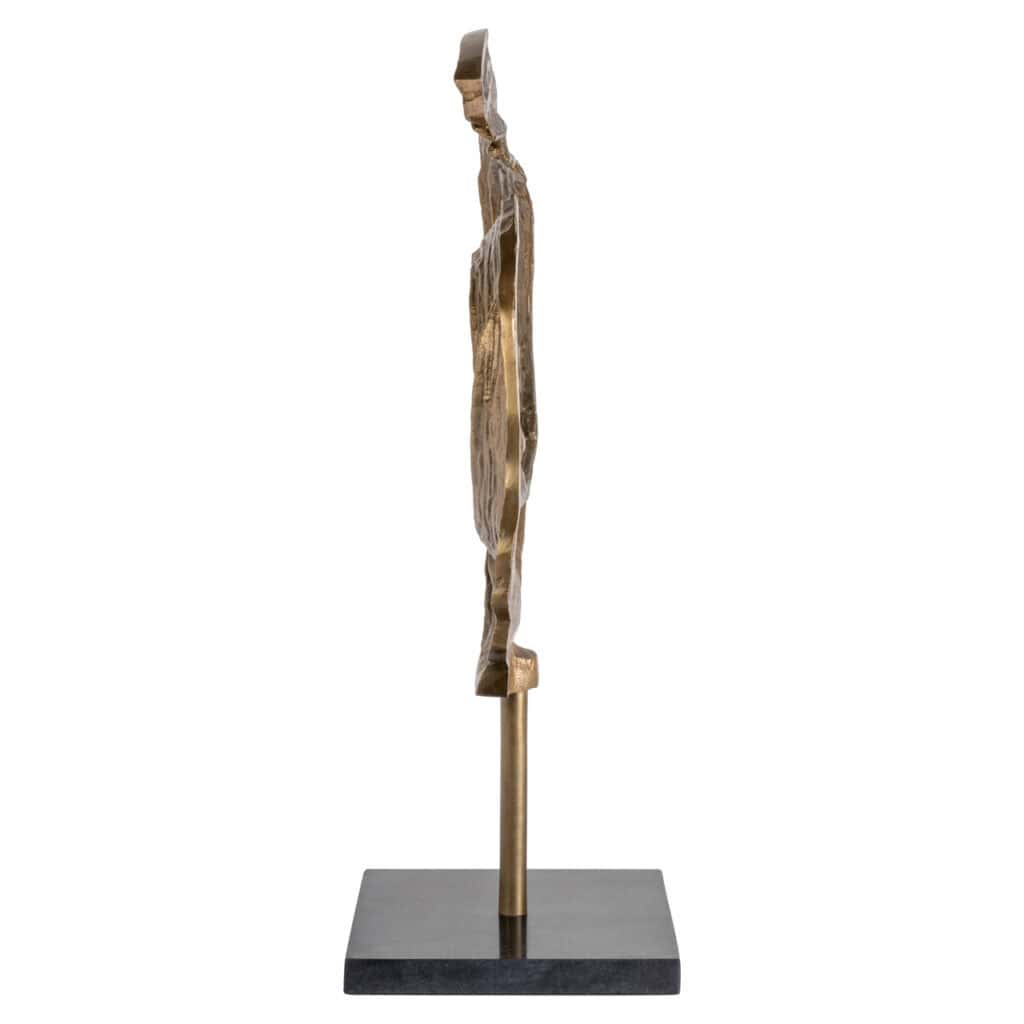 Modern wooden sculpture on a pedestal, an artistic interior accessory.