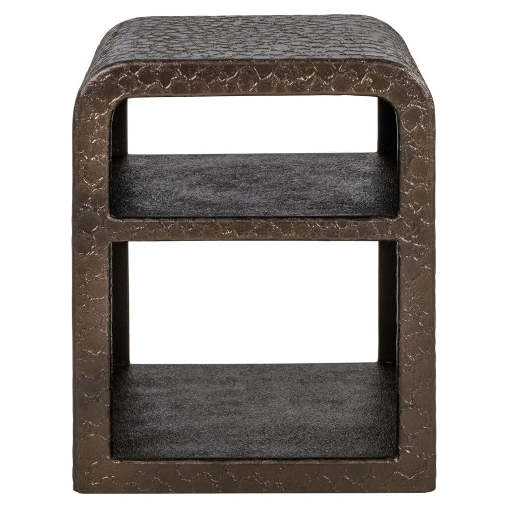 Marble nightstand with two shelves, elegant and durable, perfect for modern interior design.