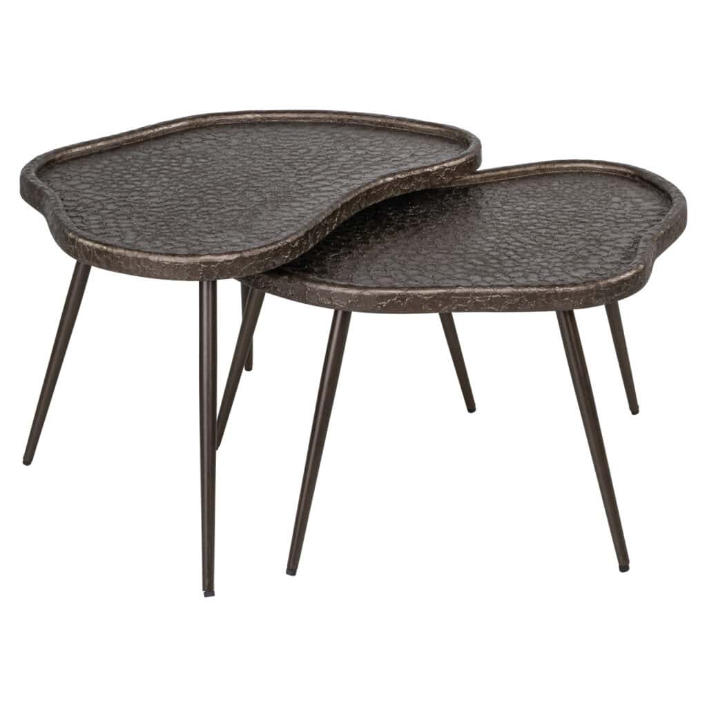 Stylish, modern wicker side tables with metal legs, perfect for interior decoration.