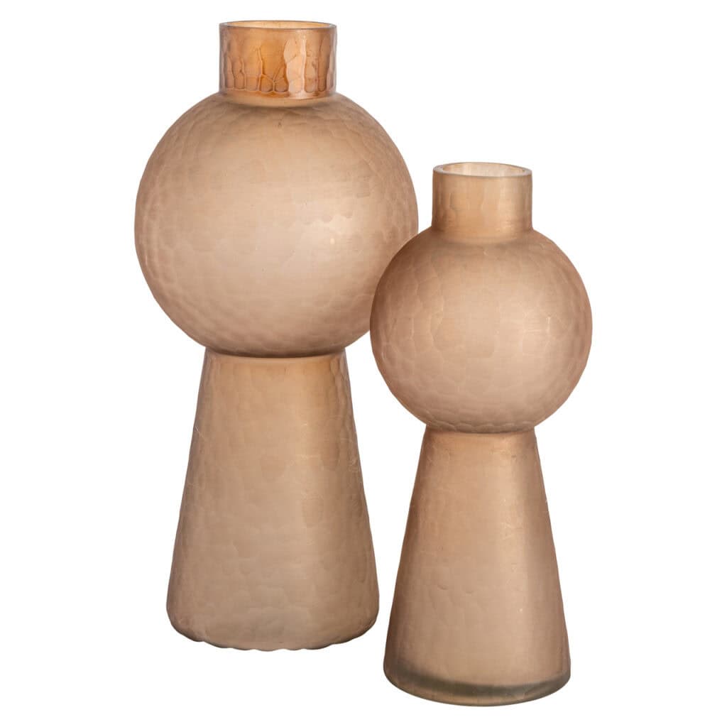 Set of decorative ceramic vases for home decor, modern design, beige, handmade, stylish.
