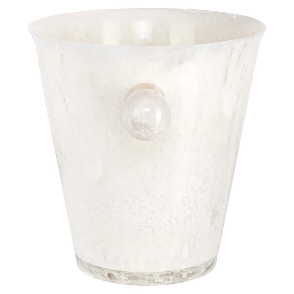 Witte decoratieve vaas met bolaccent, perfect voor interieurdecoratie.