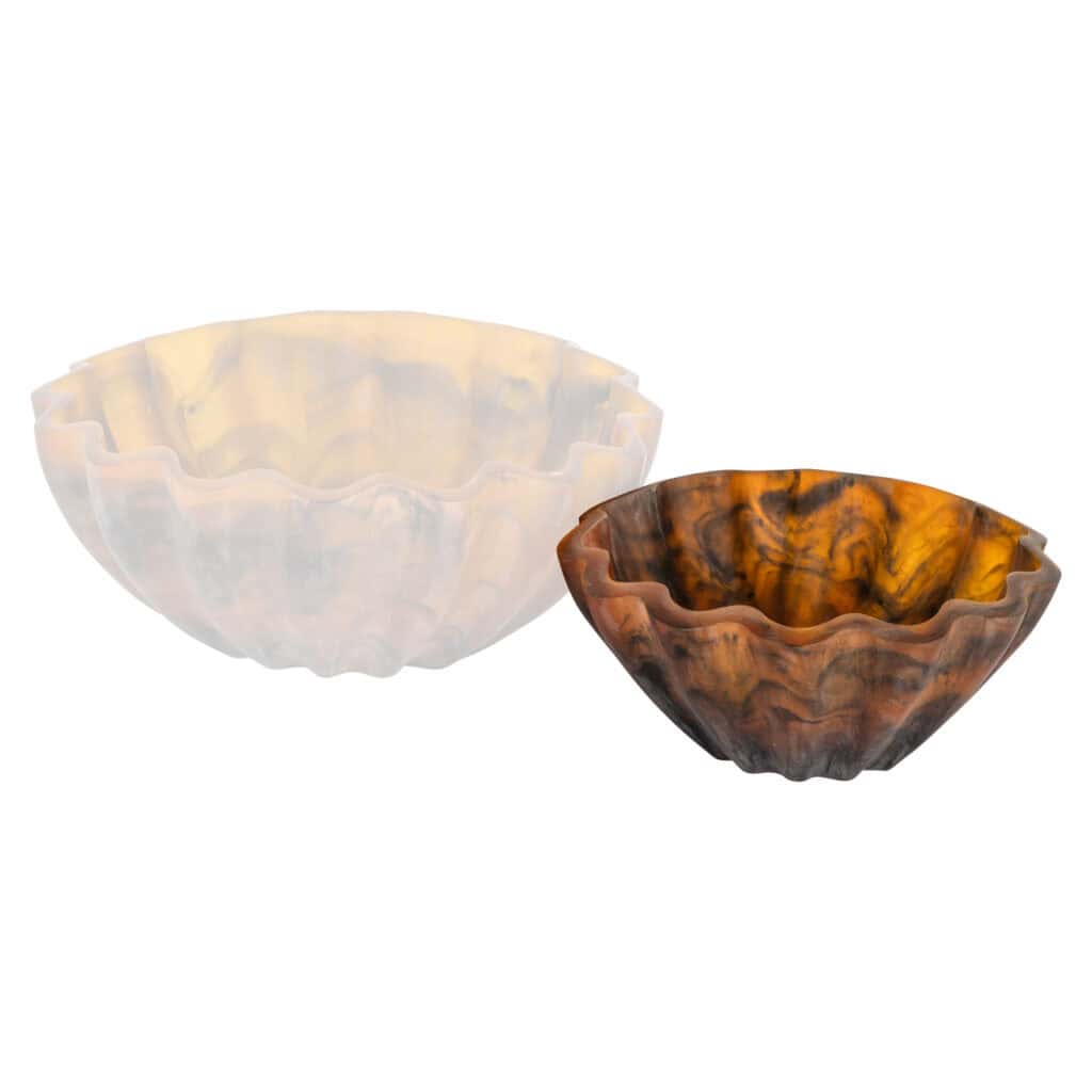 Set of two marble bowls, decorative and functional, for the kitchen or home decor.