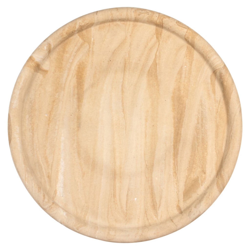 Round wooden tray with a light wood grain, perfect for serving dishes and decoration.