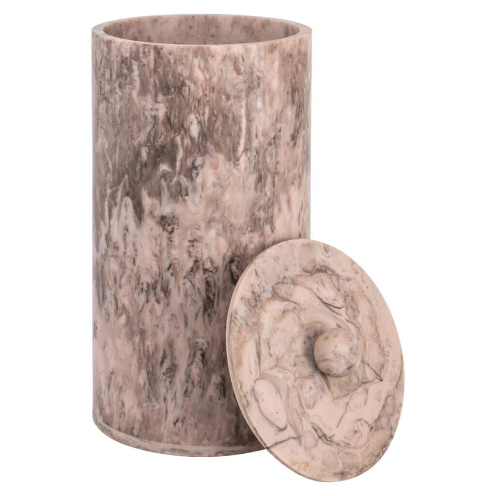 Chocolate-brown marble storage box with a lid, for decoration or storage.