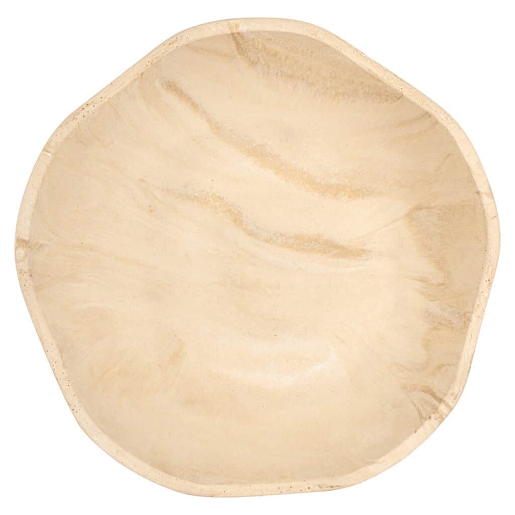 Round wooden dining table with a natural finish, perfect for modern interiors.