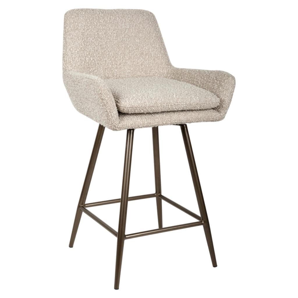 Moderner Barhocker aus Stoff mit Metallgestell, ideal für die Inneneinrichtung.