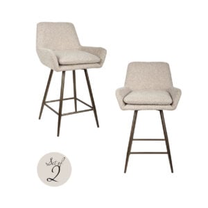 Moderne beige barstoelen met houten poten, perfect voor interieur en keuken.