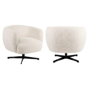 Moderne witte lounge stoelen met zwarte onderstellen, perfect voor stijlvolle interieurs.