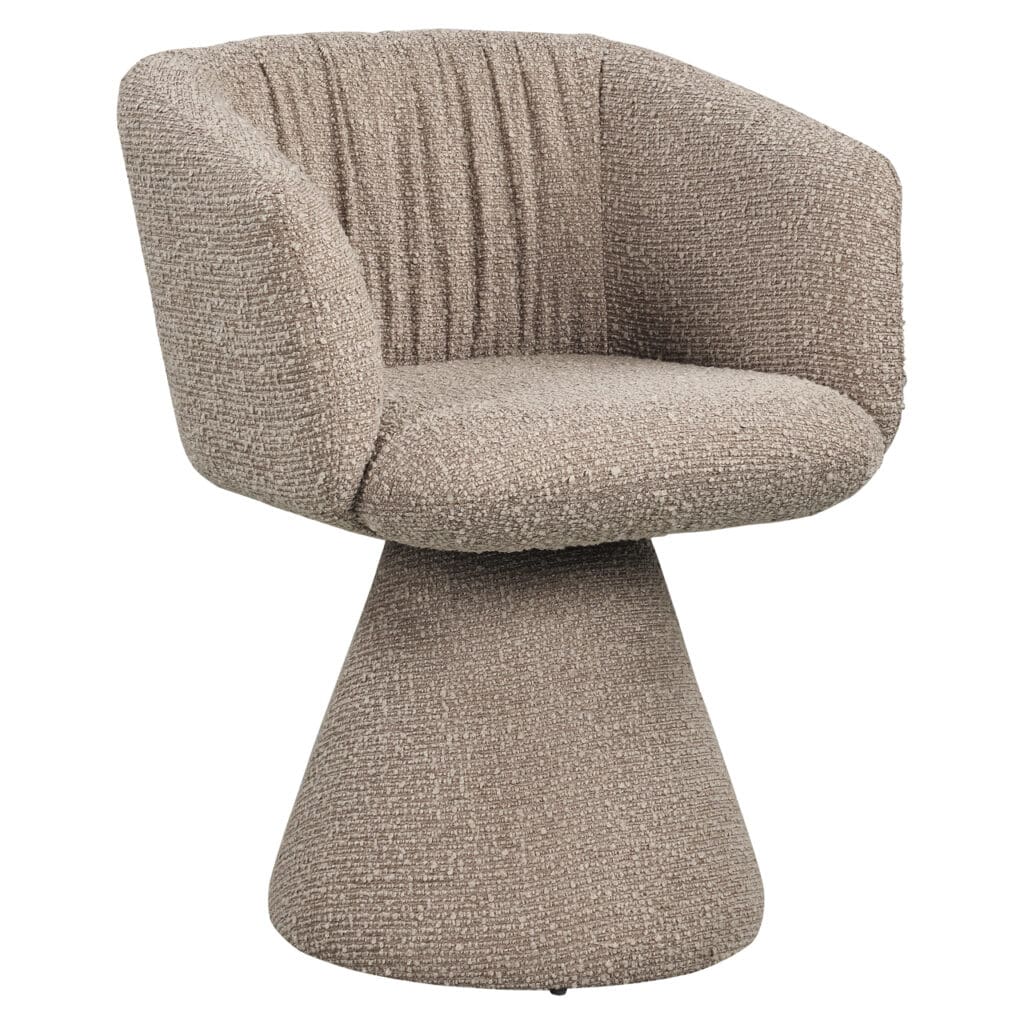 A comfortable, modern armchair with fabric upholstery and a unique design, perfect for a stylish interior.