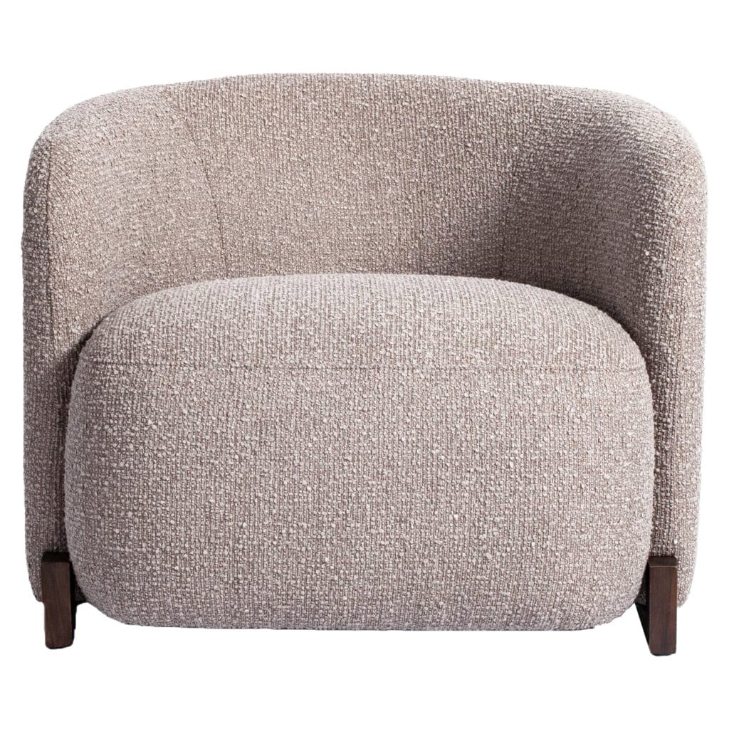 A bench with soft, knitted upholstery and wooden legs, perfect for a modern interior.