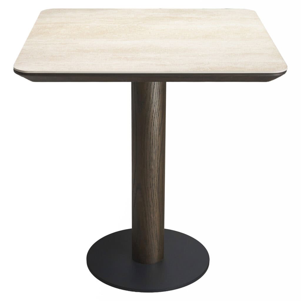 Table à dîner moderne Table à dîner plateau en bois et piètement en métal noir pour la décoration d'intérieur.