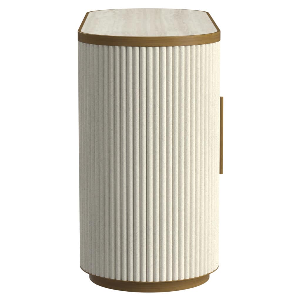 Armoire à nervures moderne avec des touches de bois, pour une décoration d'intérieur élégante.
