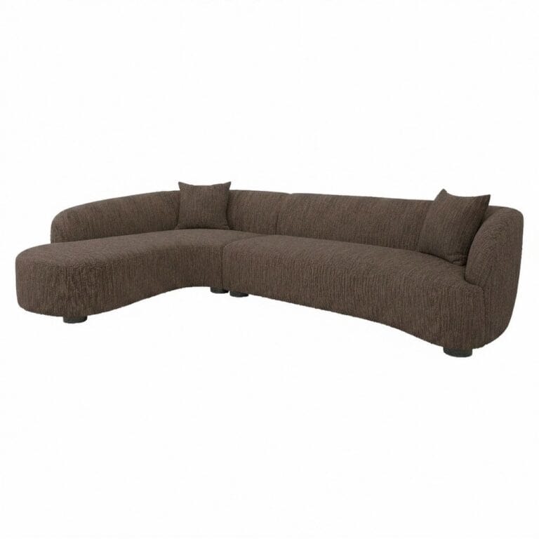 Bank met hoek in bruin, modern en comfortabel voor stijlvolle woonruimtes.