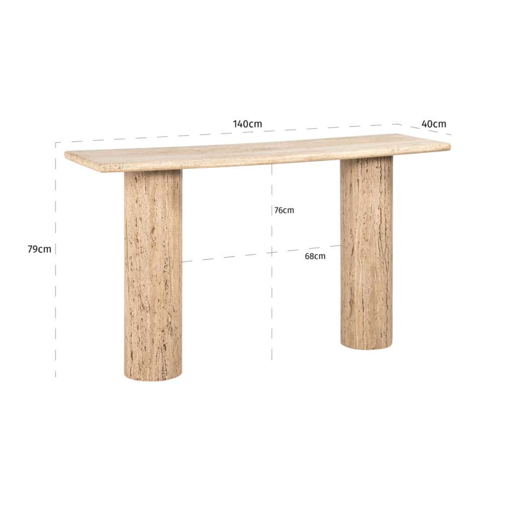 Houten console Hampton Sand 140 cm breed, modern design, natuurlijke afwerking.