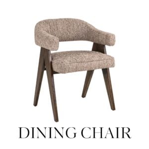 Moderne eetkamerstoel met zachte bekleding en houten poten, perfect voor een stijlvolle en comfortab.