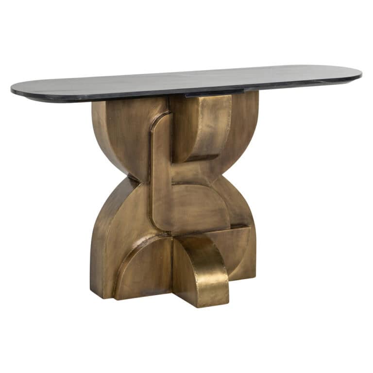 Elegante console Maddox met zwart/goud afwerking voor modern interieur.