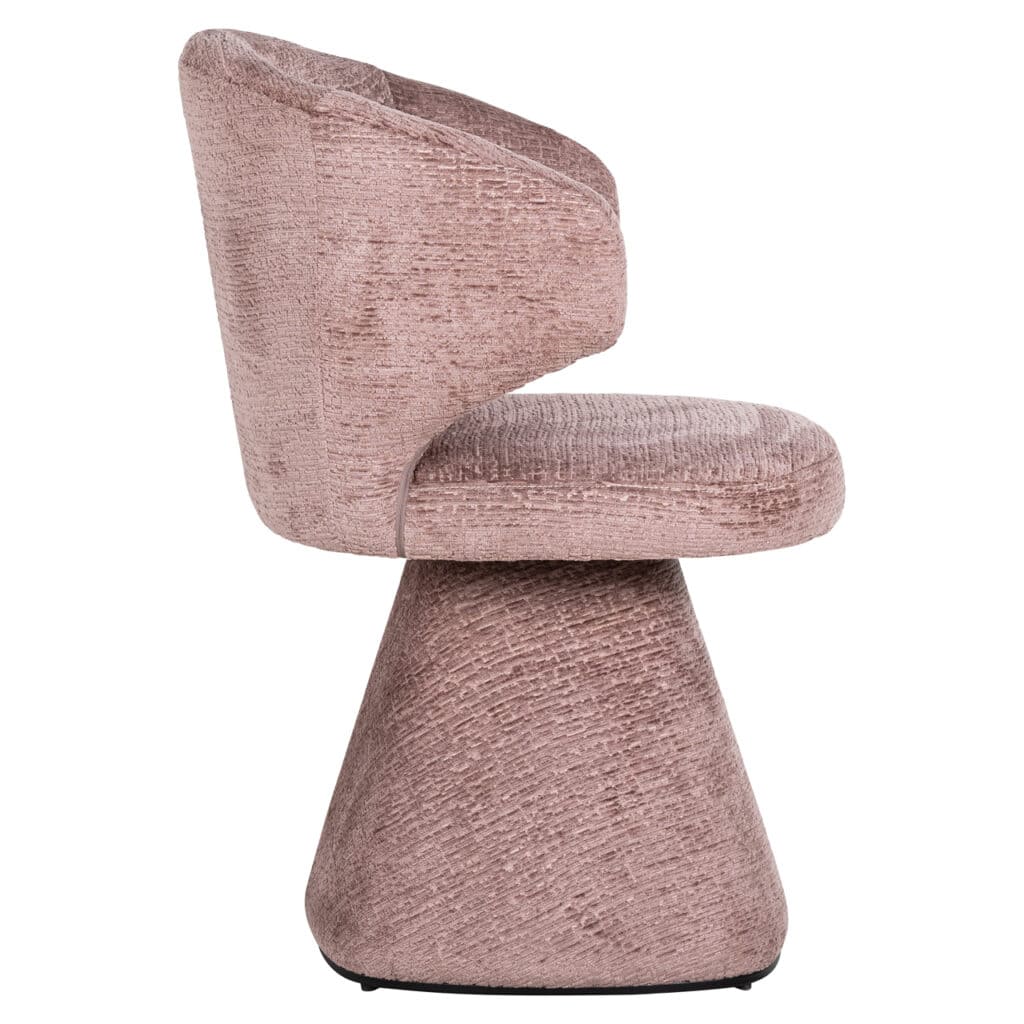Moderne Gatsbi eetkamerstoel in zacht roze met textuur.