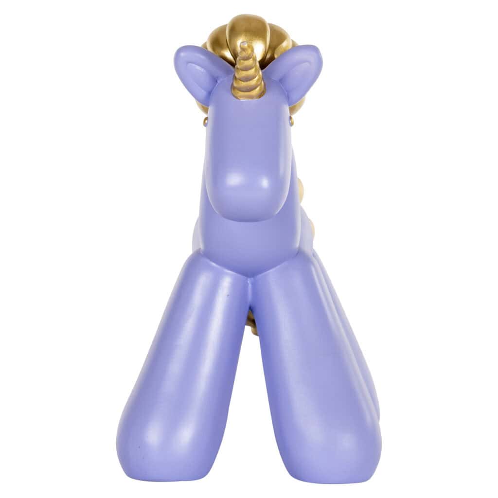 Dekorative unicorn in Pastellblau mit goldenem Horn und Mähne.