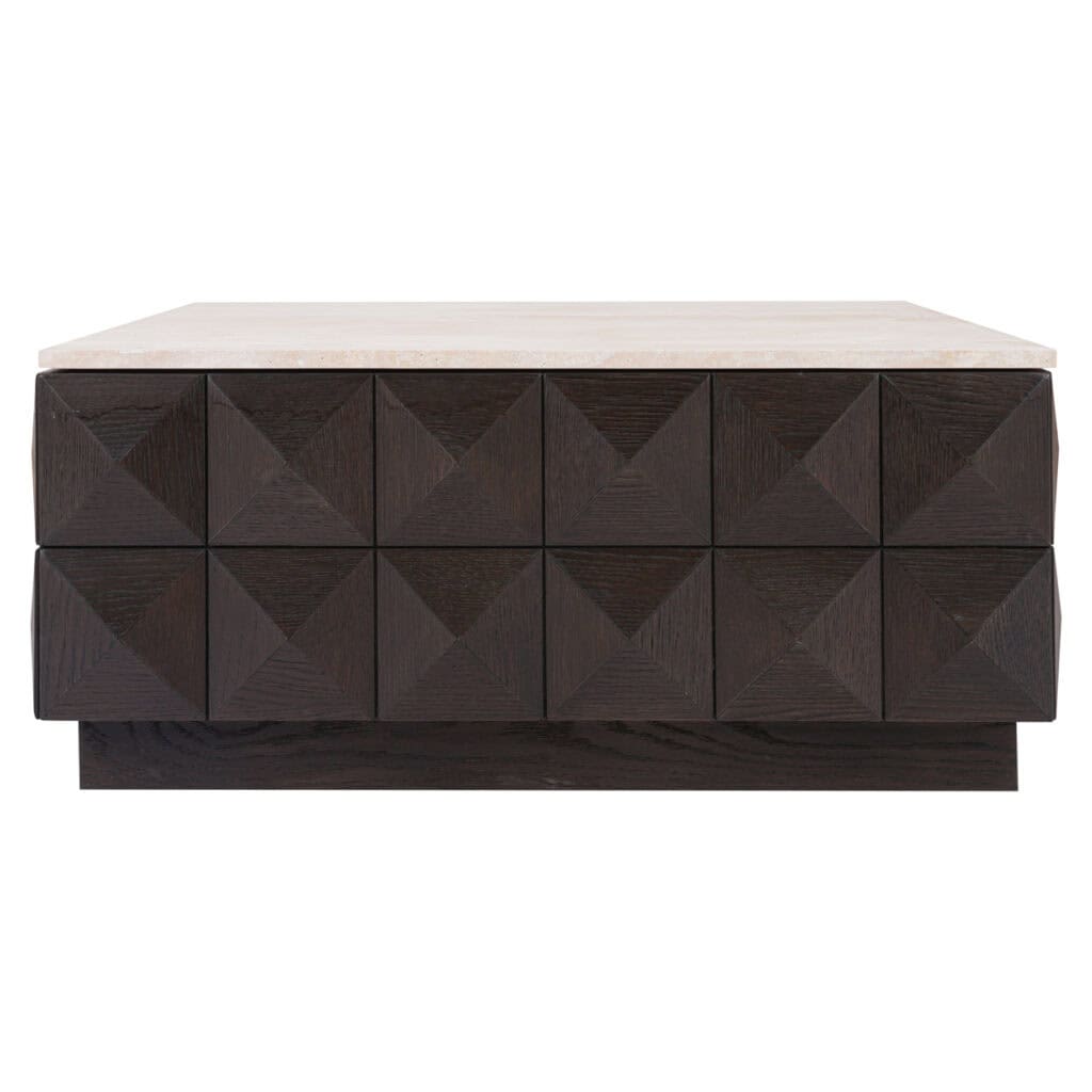 Moderne salontafel Claremont in bruin met geometrisch patroon.