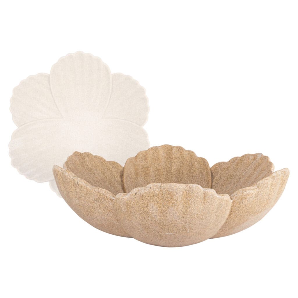 Beige, petal-shaped Bowl for decoration.