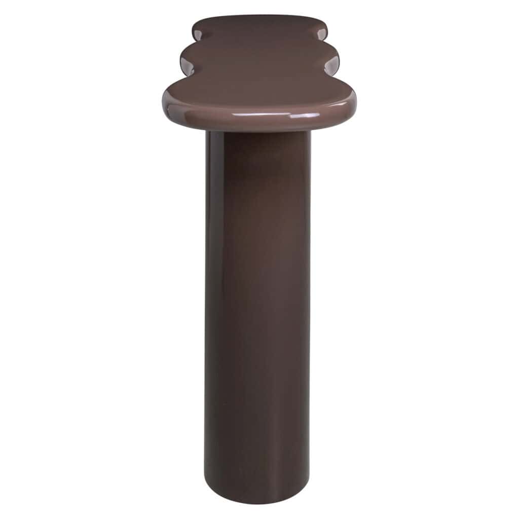 Chocolate-brown Cordelia Chestnut console chair with a unique design.