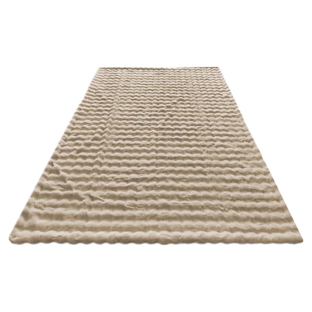 Beige Nordic pluche tapijt met ruitpatroon, 200x300 cm.