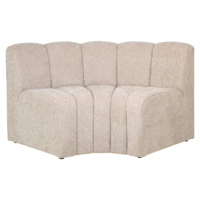 Landmark hoekbank voor eetkamer, op maat gemaakt, beige stof.