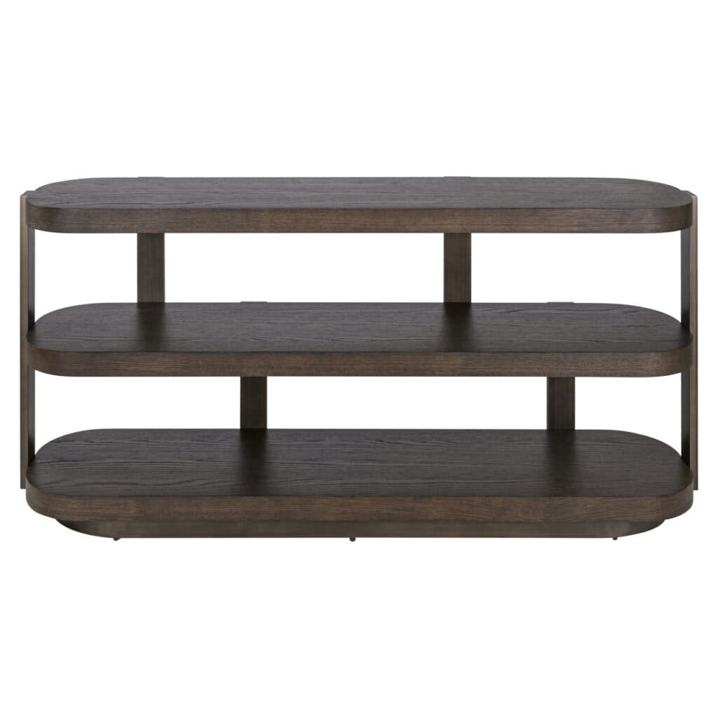 Élégante console marron à trois planches le salon ou l'entrée.
