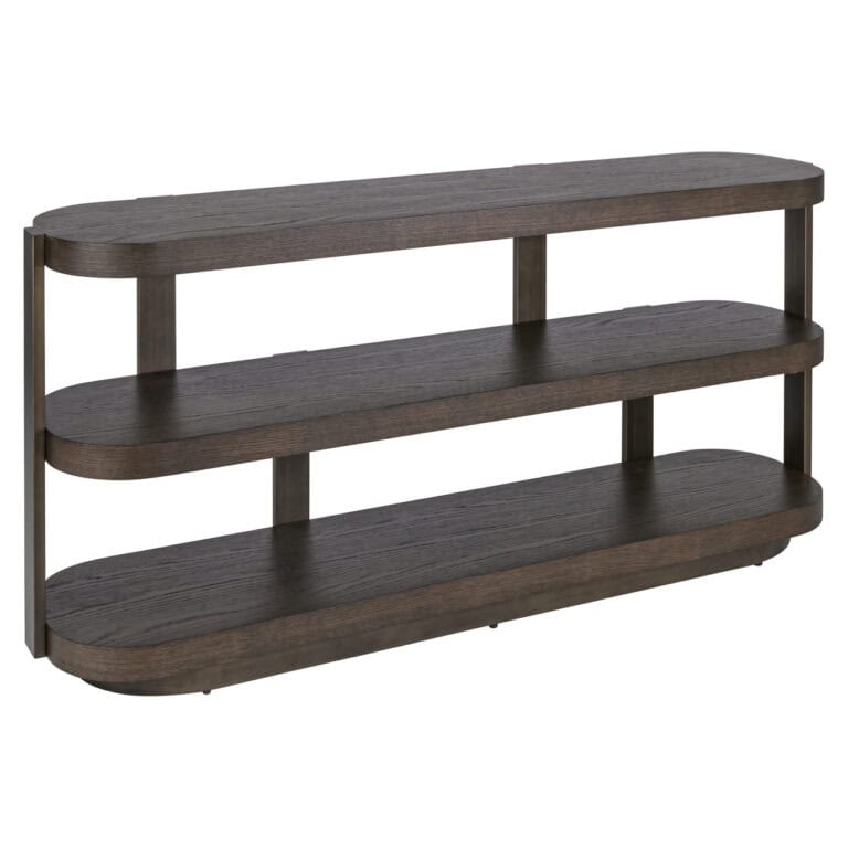 Bruine console Ellington met drie planken voor modern interieur.