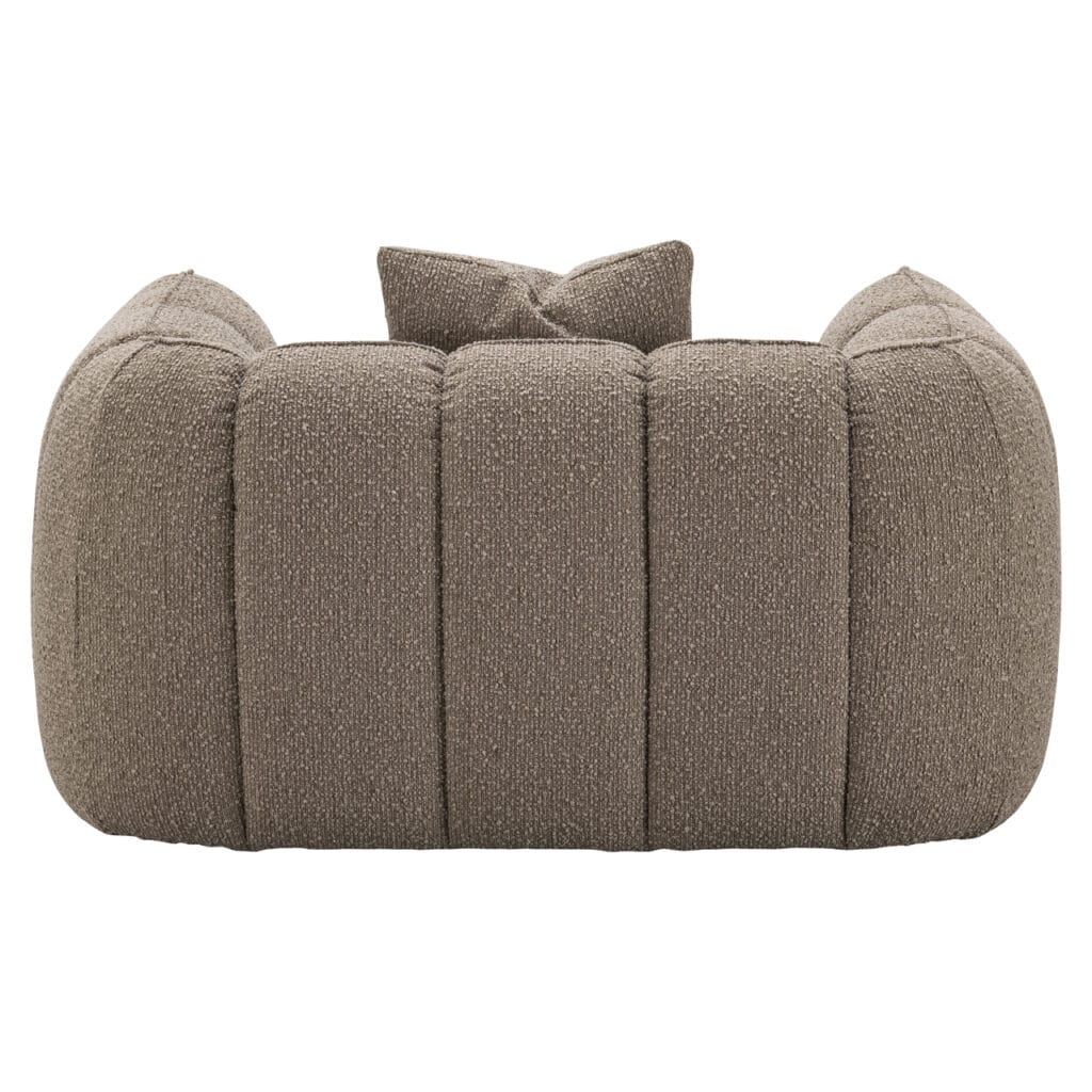 Luxe Hogan mocca chunky lounge stoel met brandvertragend materiaal.