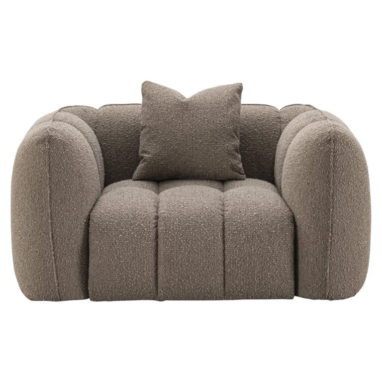 Lounge stoel Hogan mocca chunky met bijpassende kussen voor modern interieur.