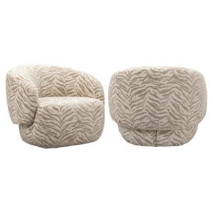 Lounge stoel Milano beige tiger met zebra print stof.