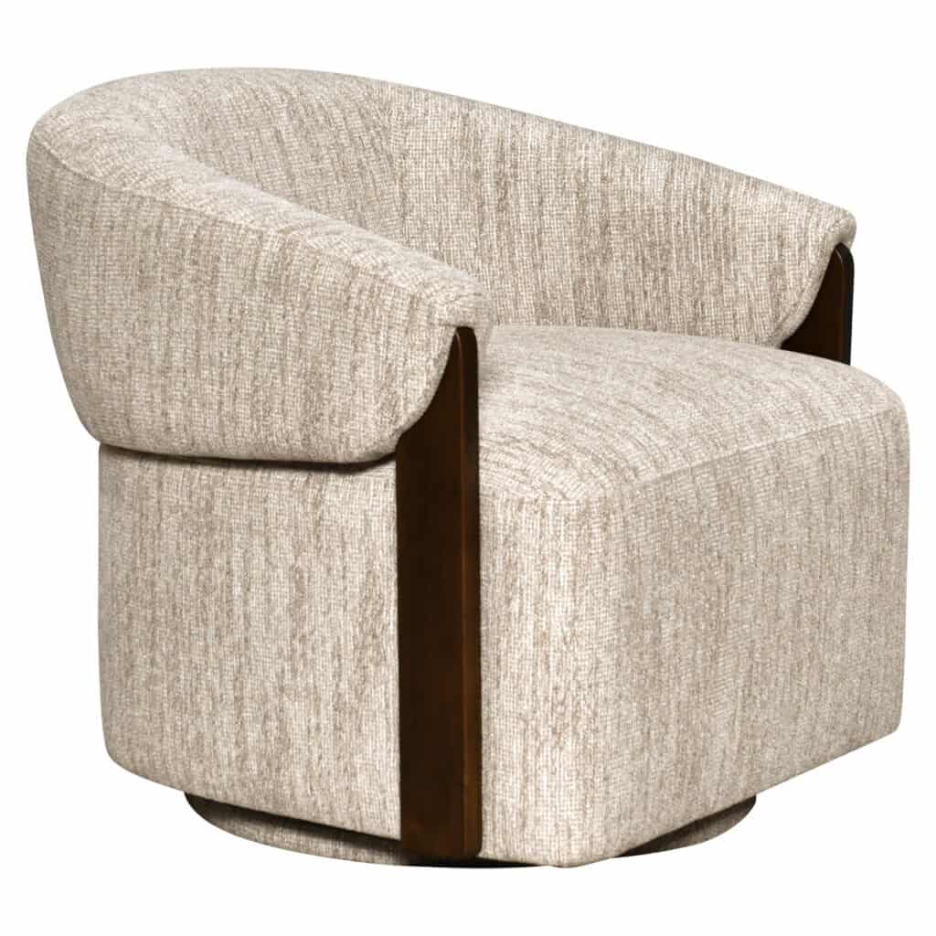 Marina lounge chair in natural softweave with wooden accents.