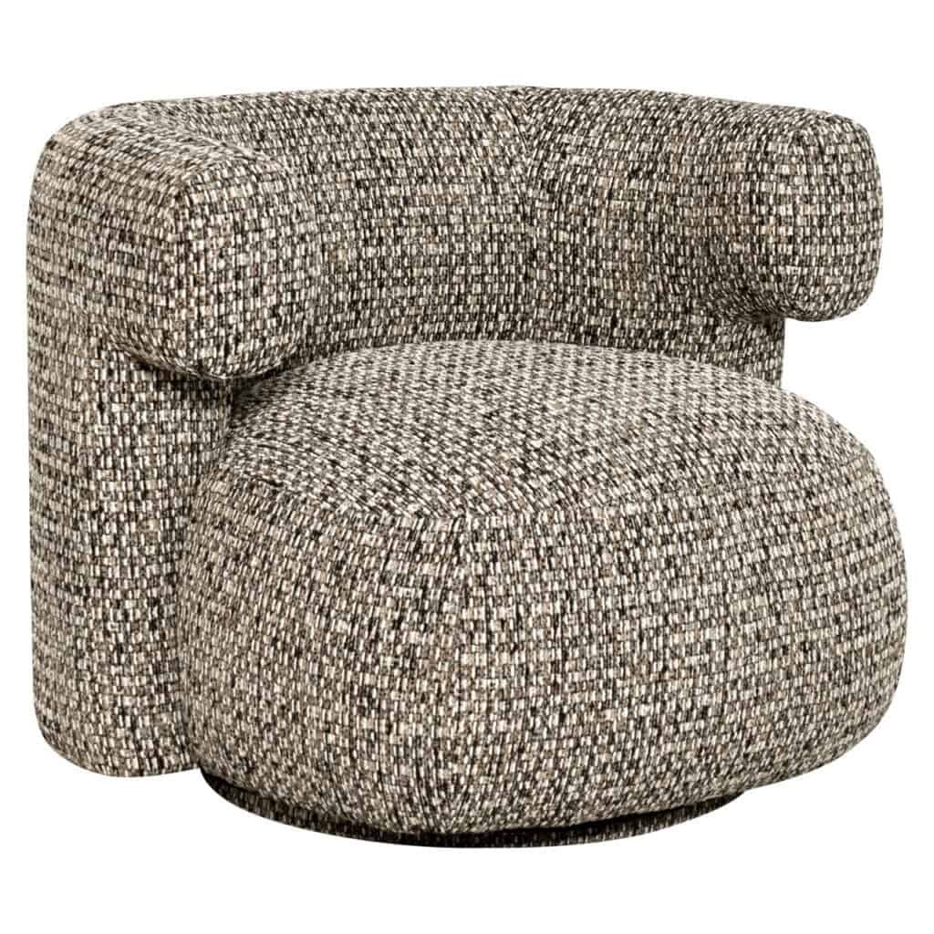 Comfortabele lounge stoel Talley in cobblestone stof, modern design.