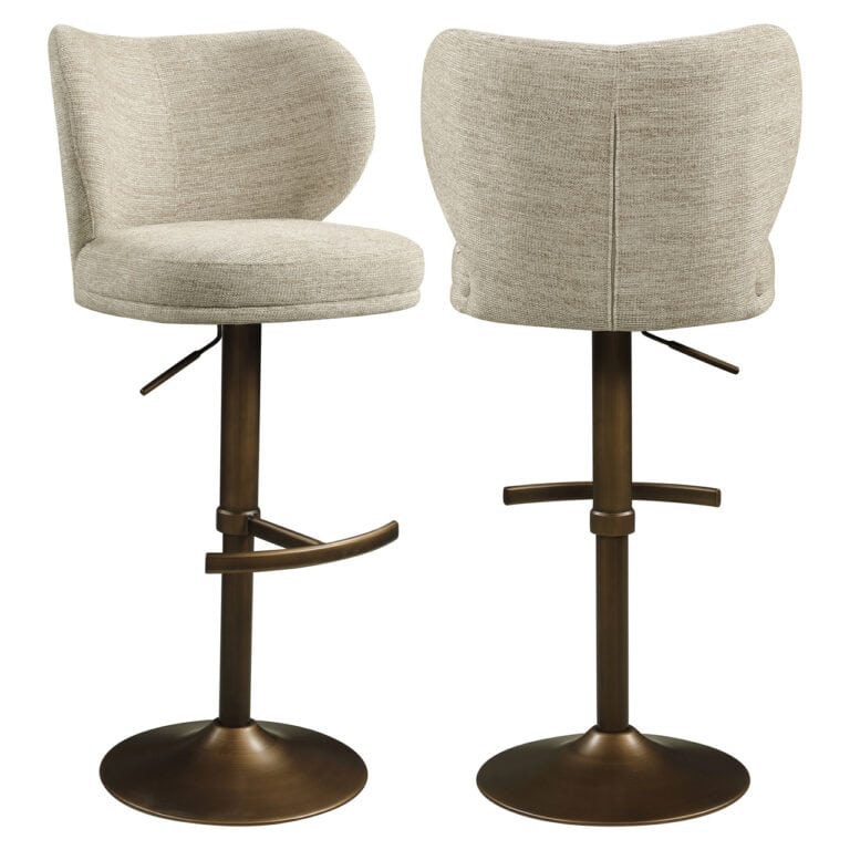 Moderne barstoel met natuurlijke softweave bekleding en draaibare functie.