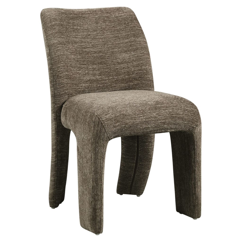 Eetkamerstoel Maya in bruin softweave stof, comfortabel en stijlvol design.