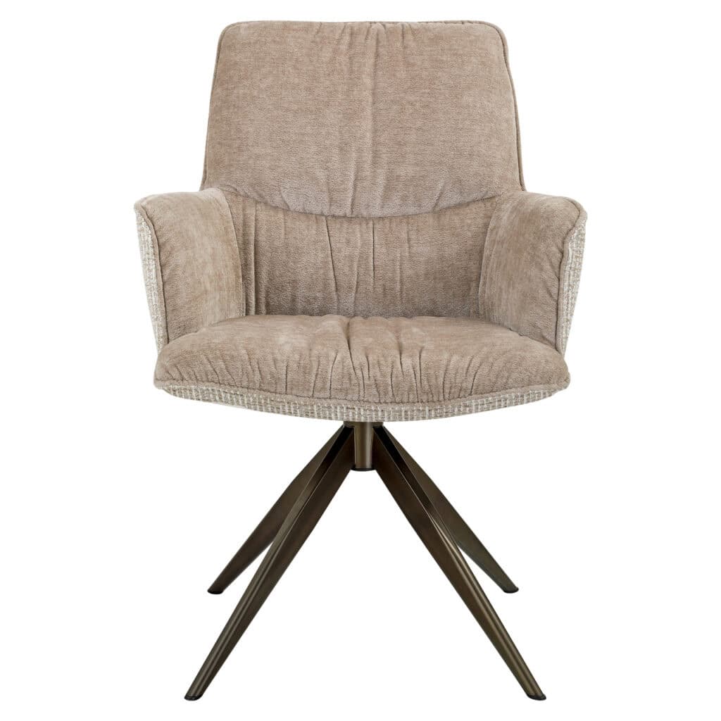 Chase eetkamerstoel in cream blockweave met draaifunctie.