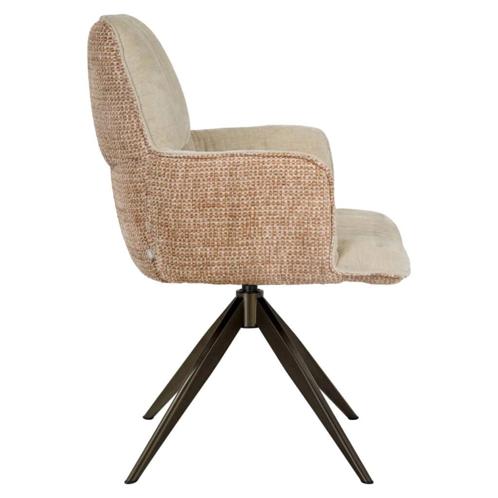 Eetkamerstoel Chase met ginger jacquard bekleding en draaibaar onderstel.