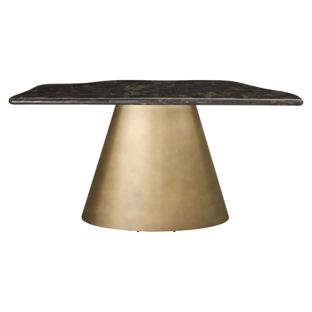 Elegant console Goldman met zwarte afwerking en gouden basis.