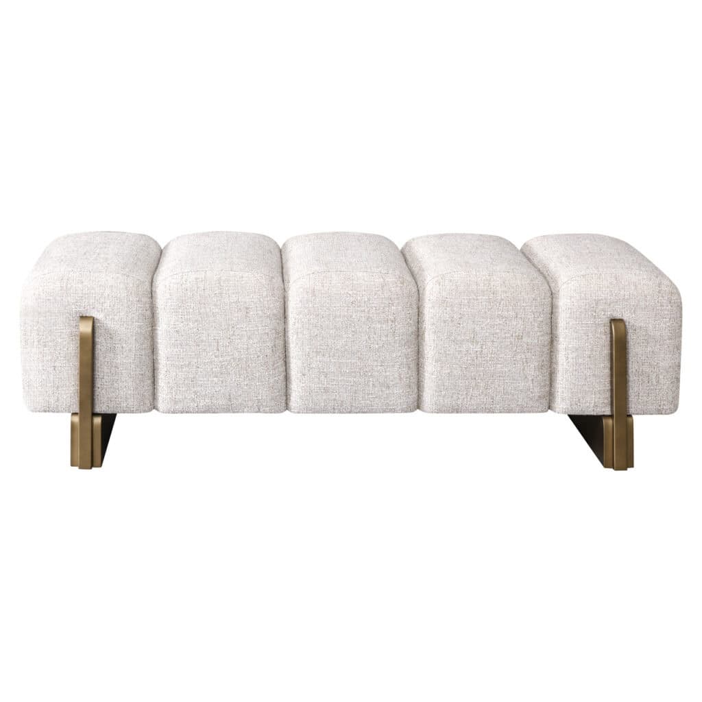Bank Caleo cream tweed bank met gouden poten voor modern interieur.