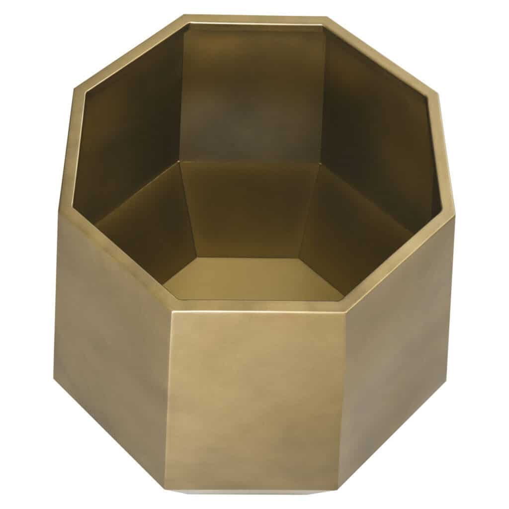 Medium-sized "Axis" bronze planter with a geometric design.