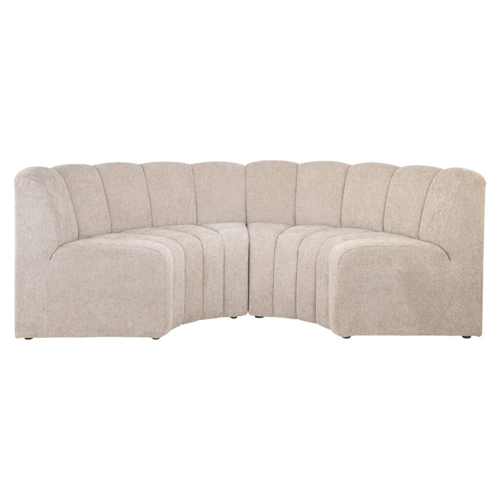 Eetkamerbank Landmark in be easy sand kleur, rond en comfortabel.