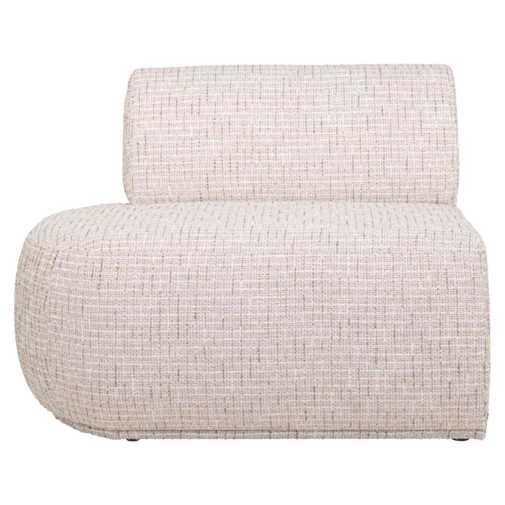 Trendy cream eetkamerbank Sorrobon met open end en rechte vorm.