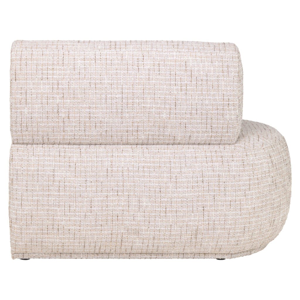 Trendy cream eetkamerbank Sorrobon met open end links en rechte vorm.