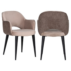Giovanna Alaska dining chair with soft upholstery and black legs.